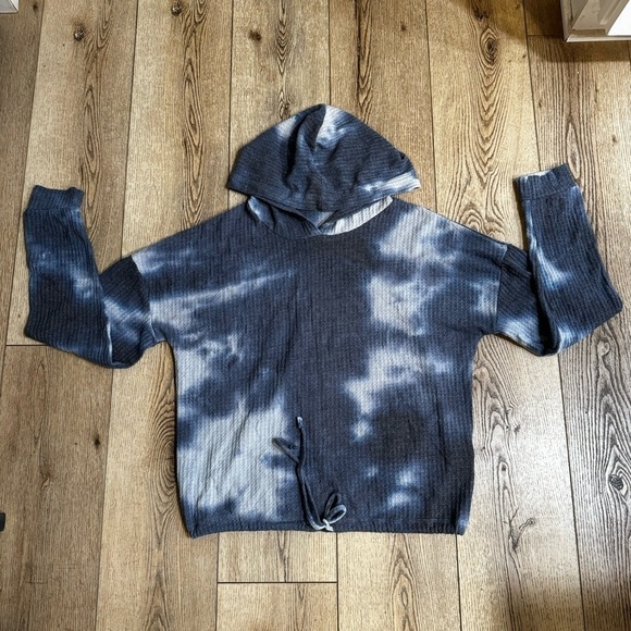 Orange Kiss light & dark blue camo thermal hoodie drawstring bottom cuffs, L. - Picture 2 of 12